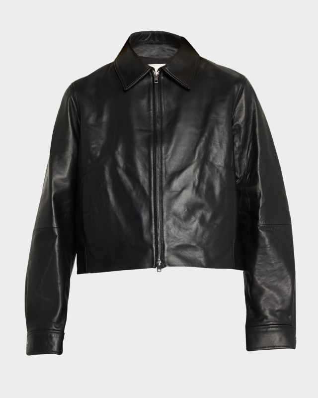 Cropped Faux Leather Jacket
